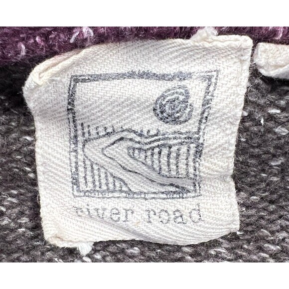 River Road Sweater Womens L Lambs Wool Brown/Burgundy Boxy Fit Cozy Cabincore - Picture 11 of 12